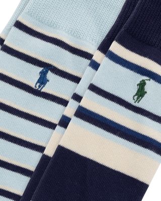Polo Country Store T Shirt Stripes Crew Socks, Pack of 2