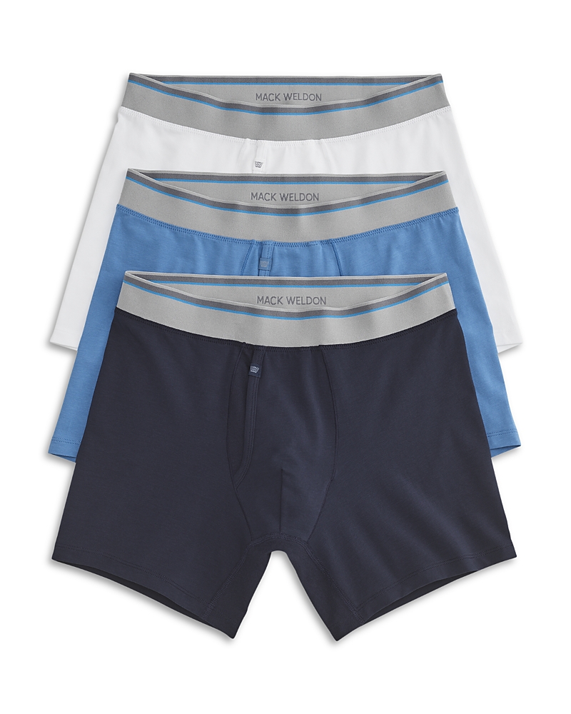 Mack Weldon Pima Stretch Boxer Brief Dean Blue Multi Pack Underwear, Pack of 3
