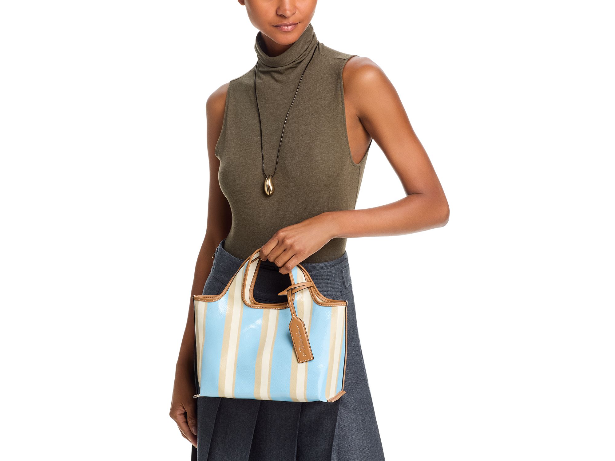 Mini Dual Stripe Canvas Market Tote Bag — Image 6