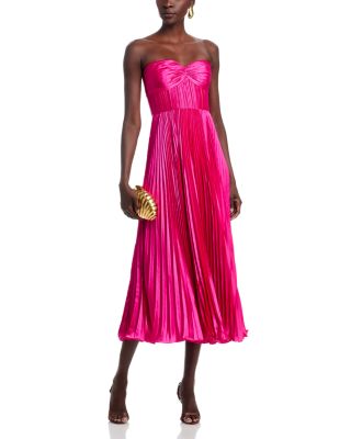 Ruched Bustier Pleated Dress