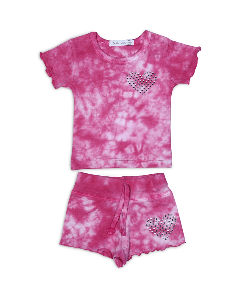 Little Mish Girls' Tie Dyed Heart Tee & Shorts Set - Baby