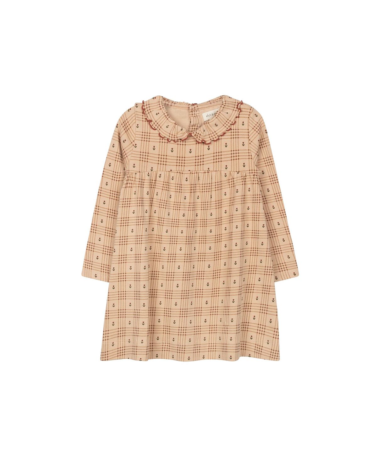 Ely's & Co. Girls' Cotton Floral Plaid Collection Dress - Little Kid, Big Kid