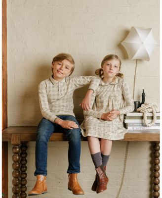 Boys' Cotton Floral Plaid Collection Polo Sweatshirt - Little Kid, Big Kid