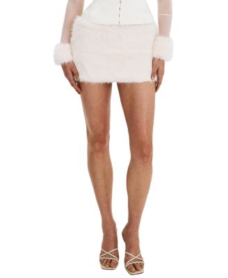  Narla Low-Waisted Faux Fur Mini Skirt