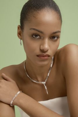 18K White Gold Imperial Move Diamond Pav&eacute; Link Bracelet