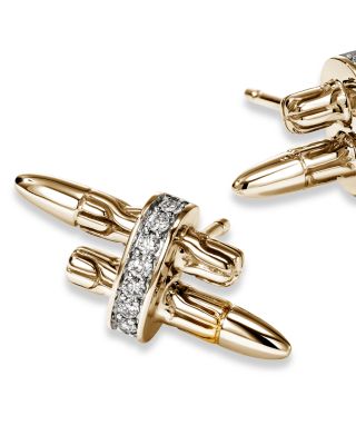 14K Yellow Gold Spear Diamond Stud Earrings