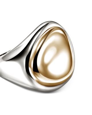 14K Yellow Gold & Sterling Silver Surf Pebble Ring