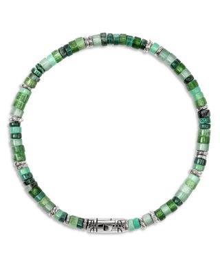 Sterling Silver Heishi Multi Green Stone Bead Bracelet