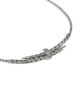 Sterling Silver Spear Diamond Bypass Pendant Necklace, 16-18"