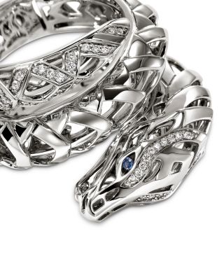 Sterling Silver Blue Sapphire & Diamond Naga Ring