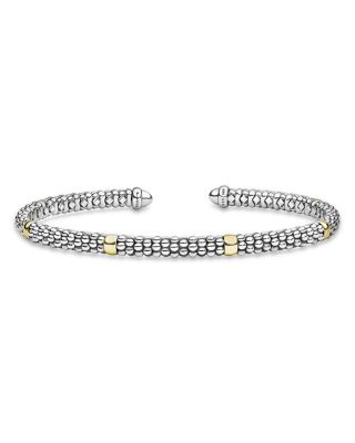 18K Yellow Gold & Sterling Silver Signature Caviar Mini Versa Torque Bracelet  