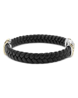 Men's 18K Yellow Gold & Sterling Silver Anthem X Braided Faux Leather Bracelet