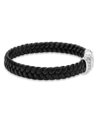 Men's Sterling Silver Anthem Braided Faux Leather Bracelet