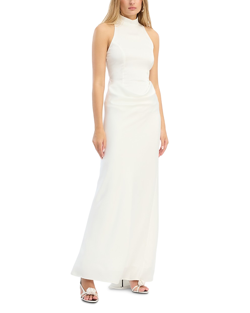 Rotate Satin Maxi Train Dress