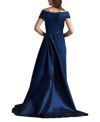  Elysian Draped Overlay Train Gown