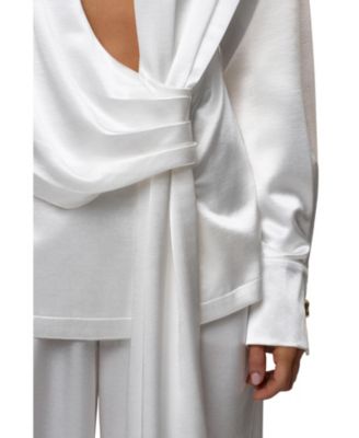  Statement Draped Satin Top