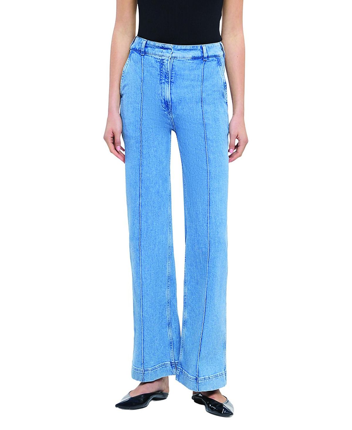Another Tomorrow High Waisted Denim Trouser