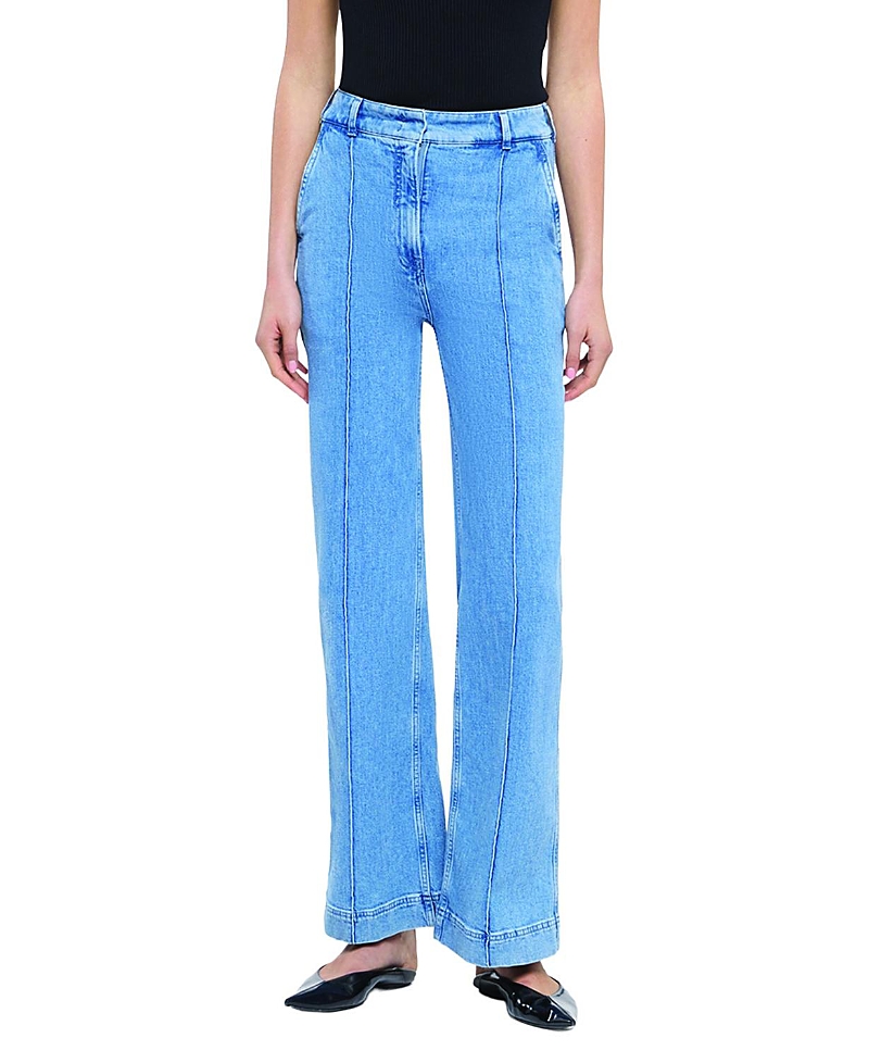 Another Tomorrow High Waisted Denim Trouser in Light Blue Wash