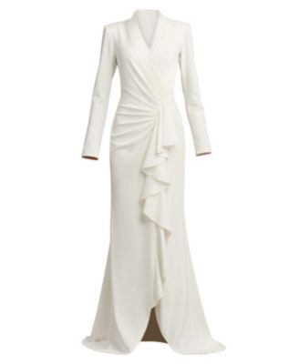 Markum Long-Sleeve Flounce Gown