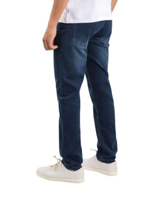 Men's Classic Fit Jeans Signature Stretch Denim Blue Dark Wash