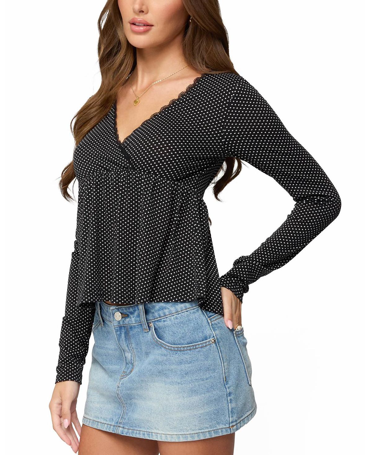 Edikted Kenzie Long Sleeve Babydoll Top