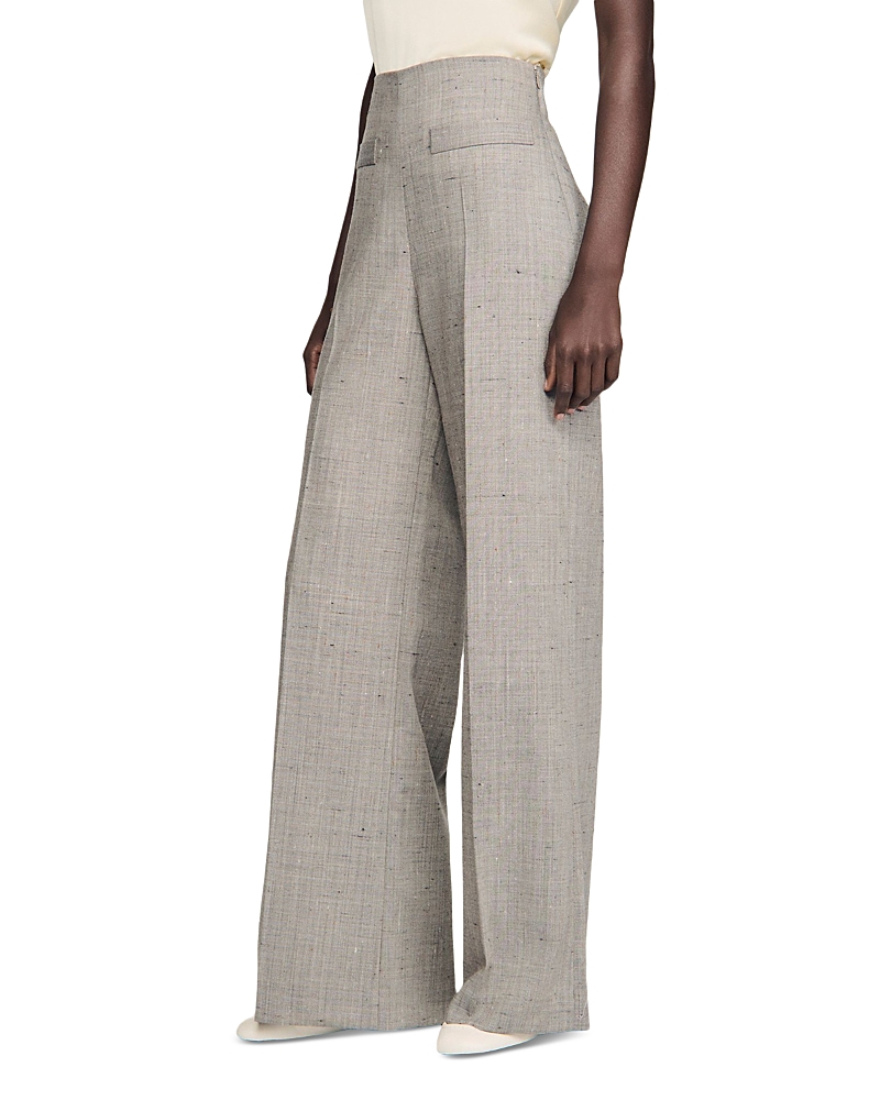 Sandro Leyo Wide Leg Checkered Pants