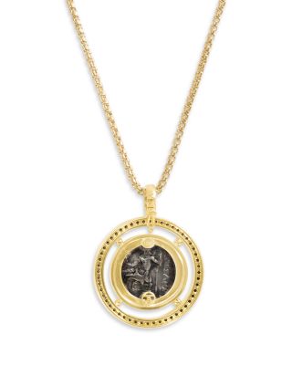 18K Yellow Gold Diamond Alexander the Great Coin Pendant