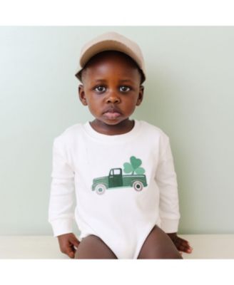 Boys' Shamrock Truck Patch St. Patrick's Day Long Sleeve Romper - Baby