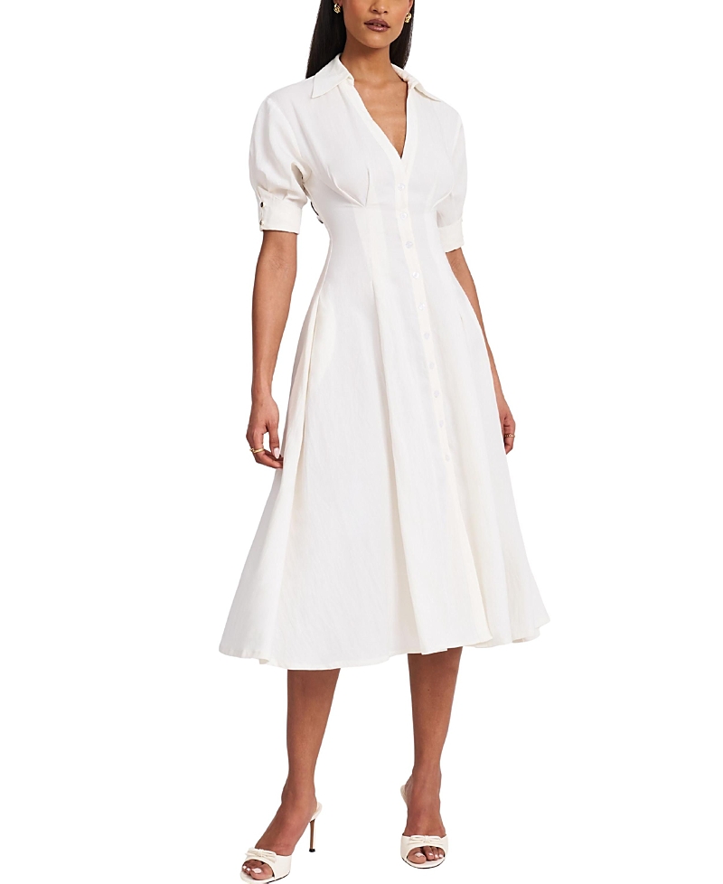 Miss Circle Palina Lyocell Pleated Midi Preppy Shirt Dress