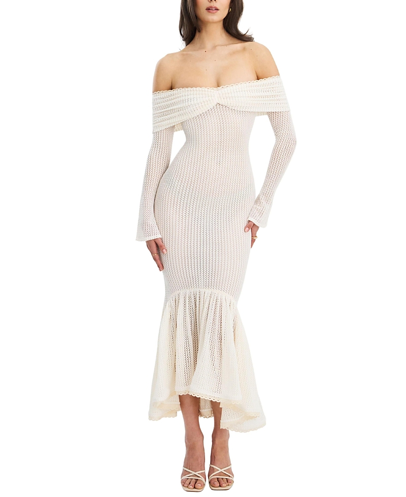 Miss Circle Kaedyn Long Sleeve Crochet Mermaid Maxi Dress