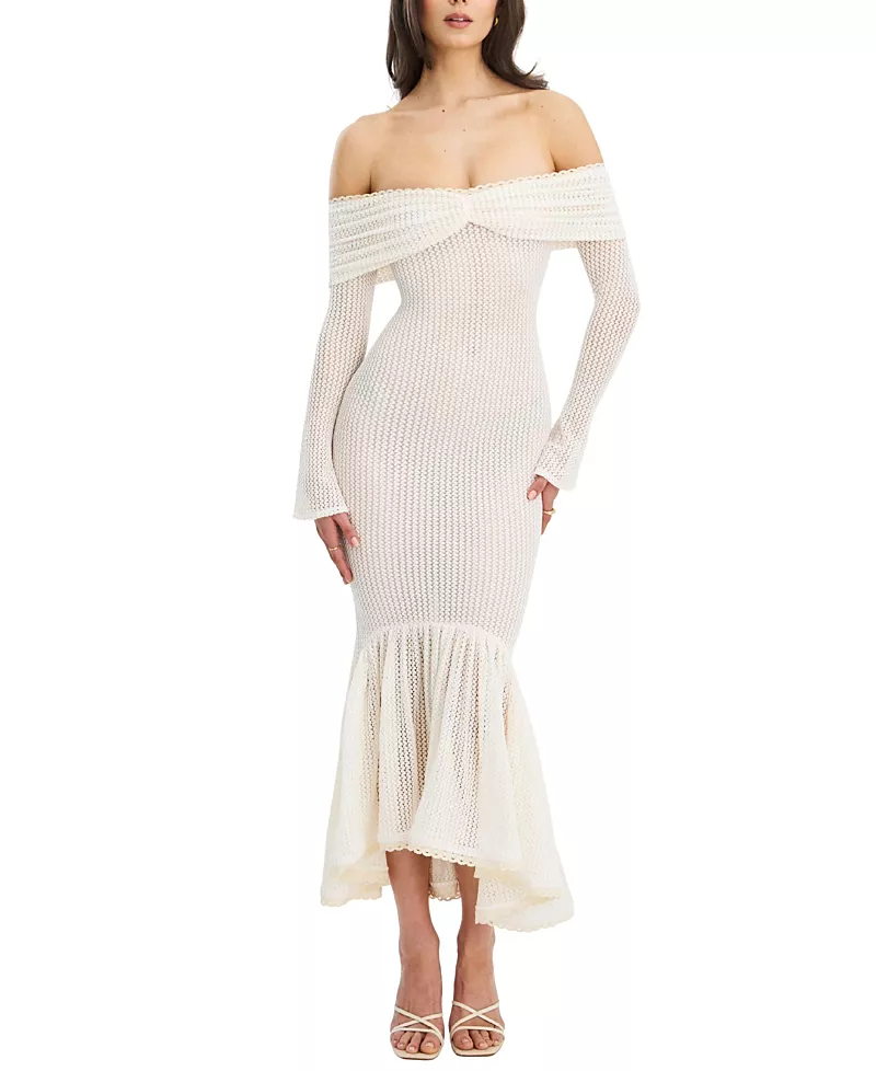 Miss Circle Kaedyn Long Sleeve Crochet Mermaid Maxi Dress