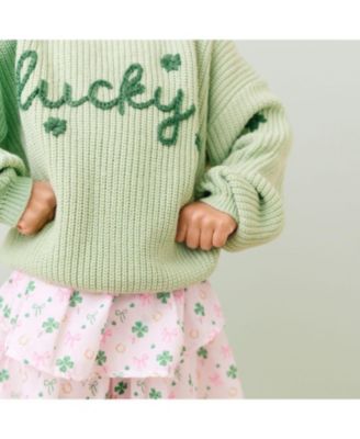 Girls' Lucky Shamrock St. Patrick's Day Knit Sweater - Big Kid