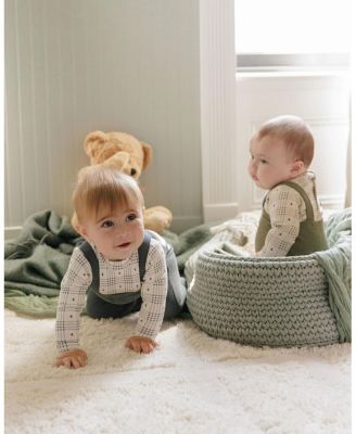 Unisex Cotton Floral Plaid Collection Bodysuit + Overalls - Baby, Little Kid