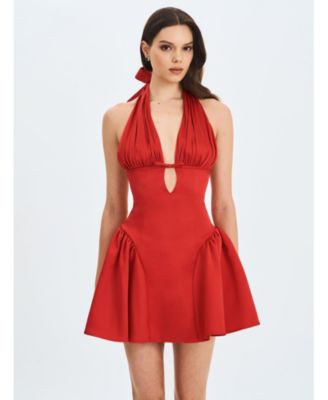  Peyton Plunging Halter Keyhole Mini Dress