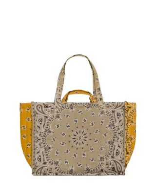 Maxi Cabas Matelass&eacute; Large Embroidered Mushroom Paisley Cotton Shoulder Bag