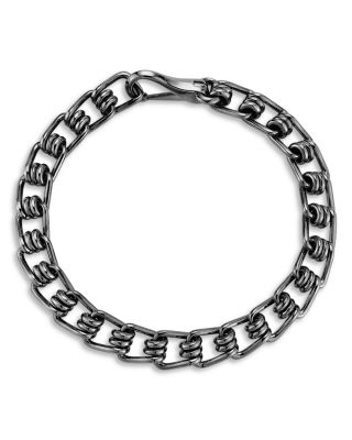 Men's Sterling Silver Black Rhodium Huxley Coil Link Bracelet