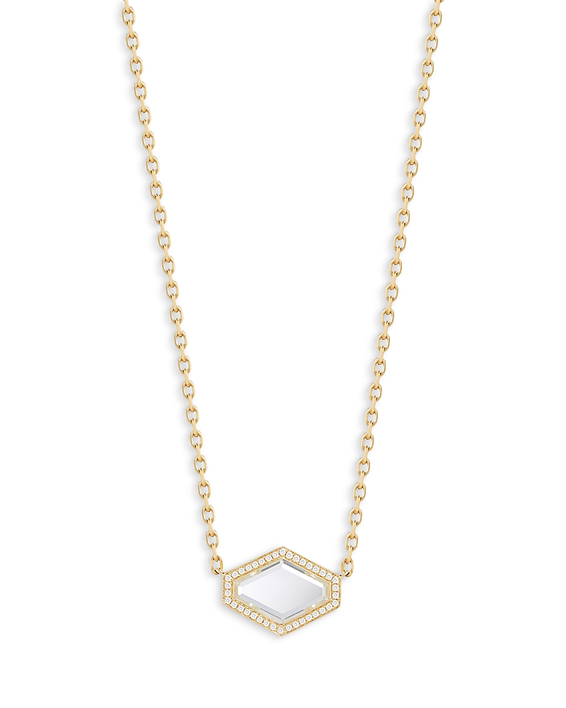 Walters Faith 18K Yellow Gold Diamond & Rock Crystal Bell Hexagon Pendant Necklace, 16