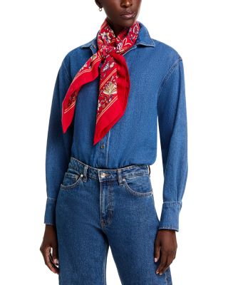 Floral Block Print Square Scarf