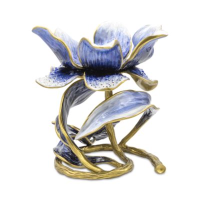 Aimee Floral 7" Pillar Candle Holder, Blue