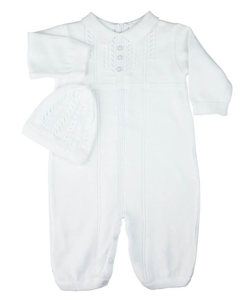 Feltman Brothers Boys' Collar Knit Longall with Hat - Baby
