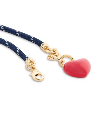 Long Happy Cord Mini Heart Pendant Necklace, 34"