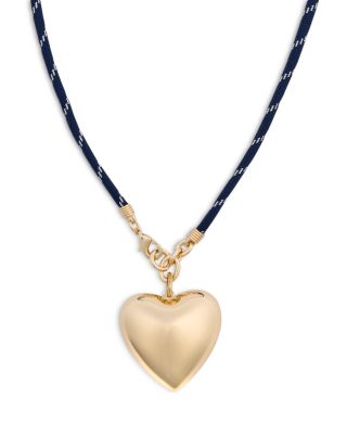Long Happy Cord Heart Pendant Necklace, 34"