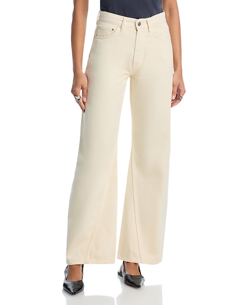 Anine Bing High Rise Baggy Wide Leg Jeans in Ecru