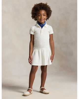 Girls' Smocked Stretch Mesh Polo Dress - Little Kid