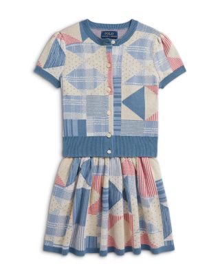 Girls' Patchwork Cotton Cardigan & Skirt - Little Kid