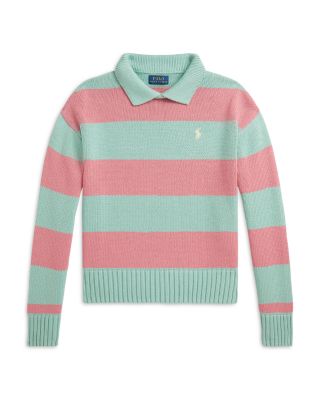 Girls' Striped Cotton Polo Sweater - Little Kid, Big Kid