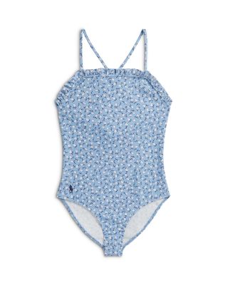 Girls' Floral Ruffled One Piece Swimsuit - Big Kid