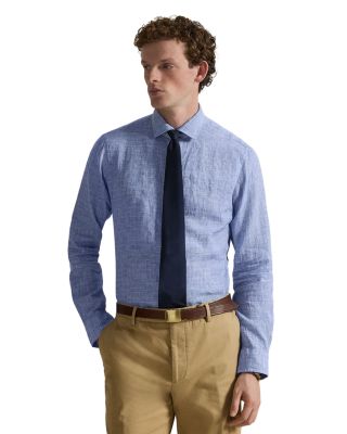 Classic Fit Plaid Linen Shirt