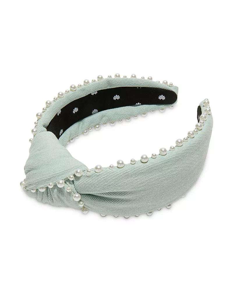 Lele Sadoughi Knotted Imitation Pearl Edge Headband
