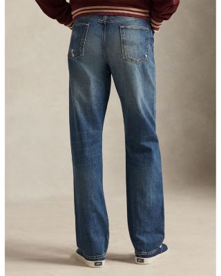 Heritage Straight Distressed Jeans in Blue